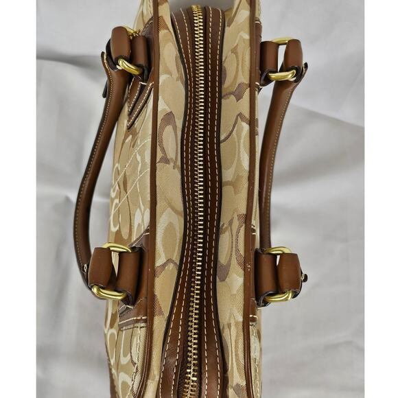 COACH Hampton Optic Signature Jacquard & Leather Handbag w/ Matching fold Wallet - Picture 5 of 16